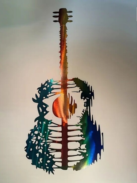 Source Unknown Other - Metal Blue Green Orange Gold Guitar Wall Art